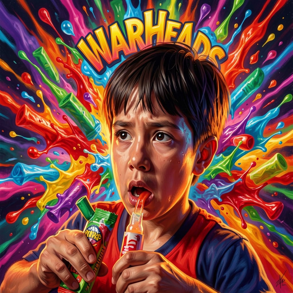 Close-up of a hand holding a piece of sour hard candy.