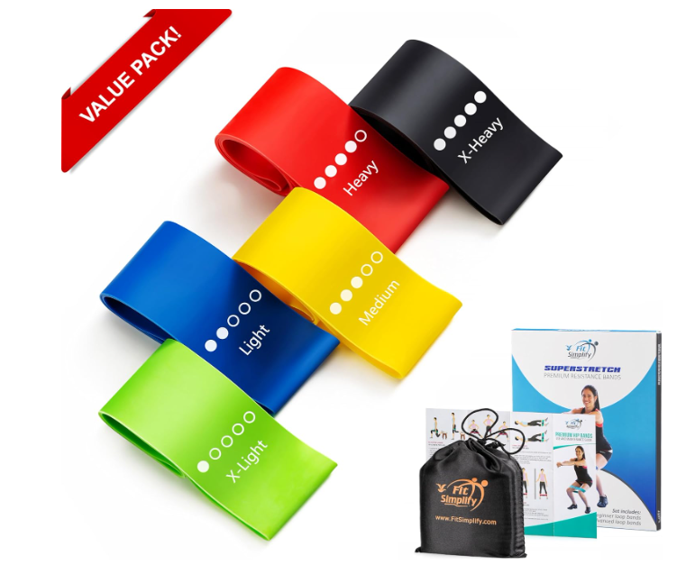 Exercise Equipment for Home: 4 best secrets picks Fit Simplify Resistance Loop Exercise Bands with Instruction Guide and Carry Bag, Set of 5