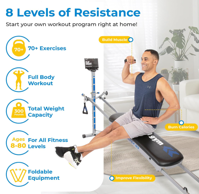 
Total Gym Apex G3, Slim-Frame Incline Bodyweight Training Home Exercise Machine w 8 Levels of Resistance, Squat Stand, & Basic Accessory Set